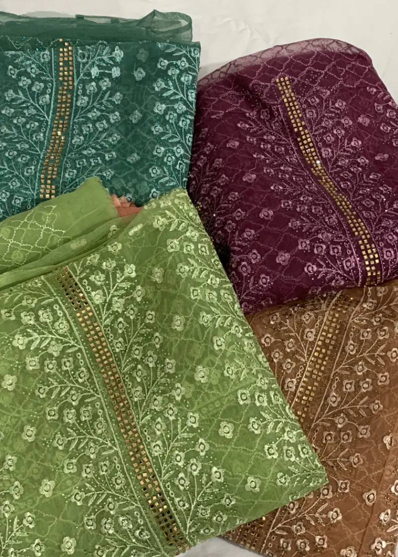 Barish Organza Light Green Color